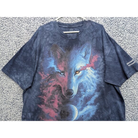 The Mountain Shirt Mens 2XL Wolf Moon Space Short Sleeve Colorful Tie Dye Blue - Picture 3 of 12